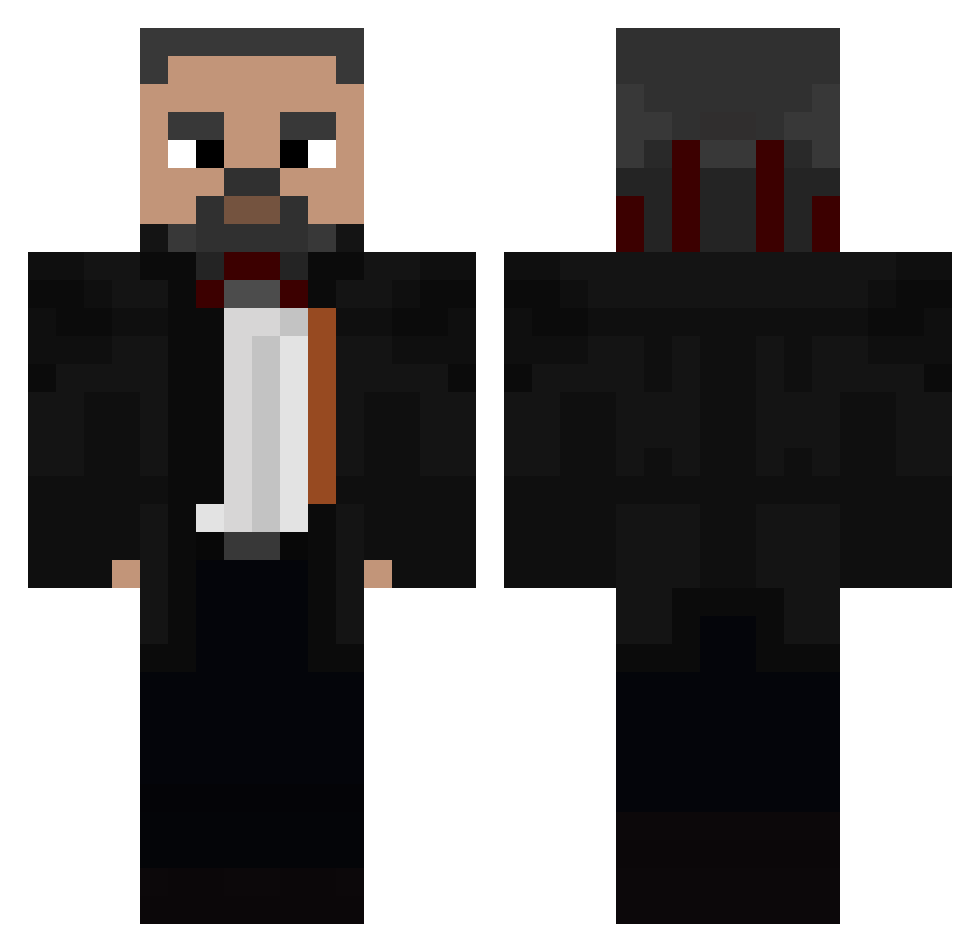 Karbus Minecraft skin, front and back view