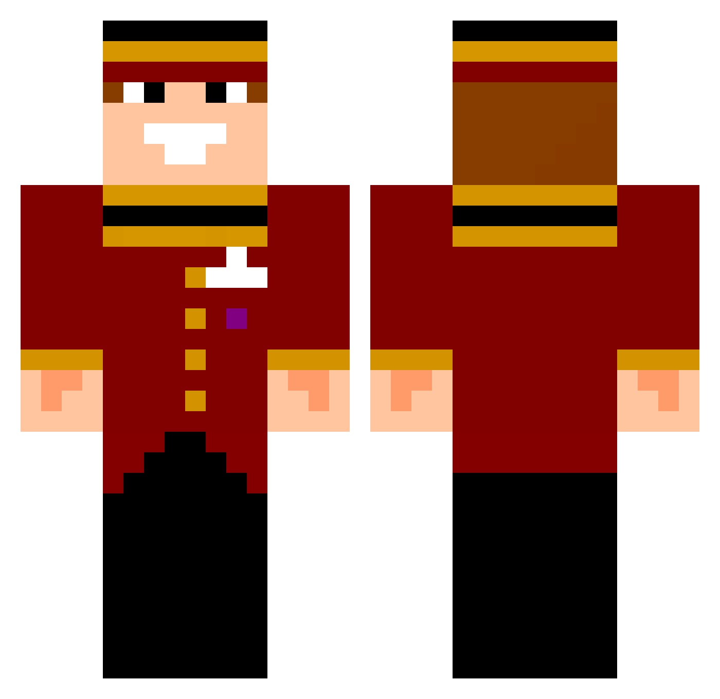 suppositor Minecraft skin, front and back view