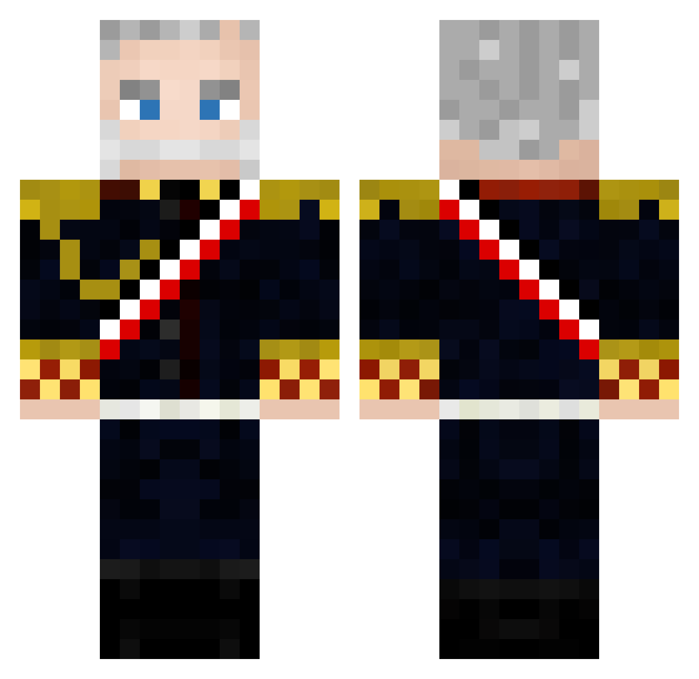 Partybus123 Minecraft skin, front and back view