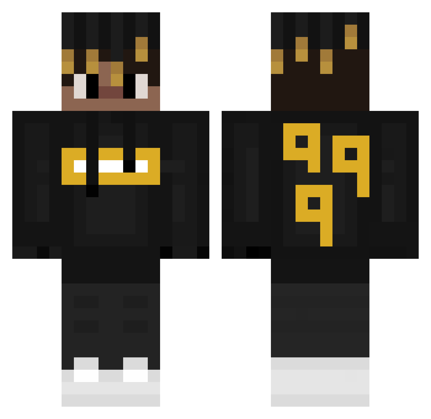Pressrun Minecraft skin, front and back view