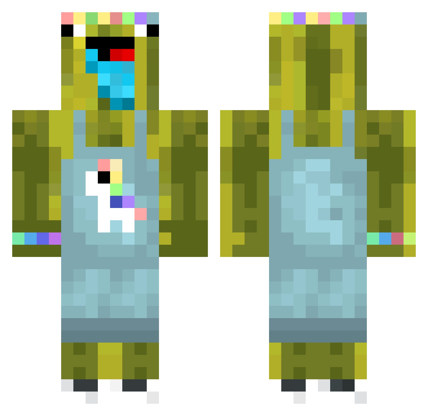 PrinceSwaabi Minecraft skin, front and back view