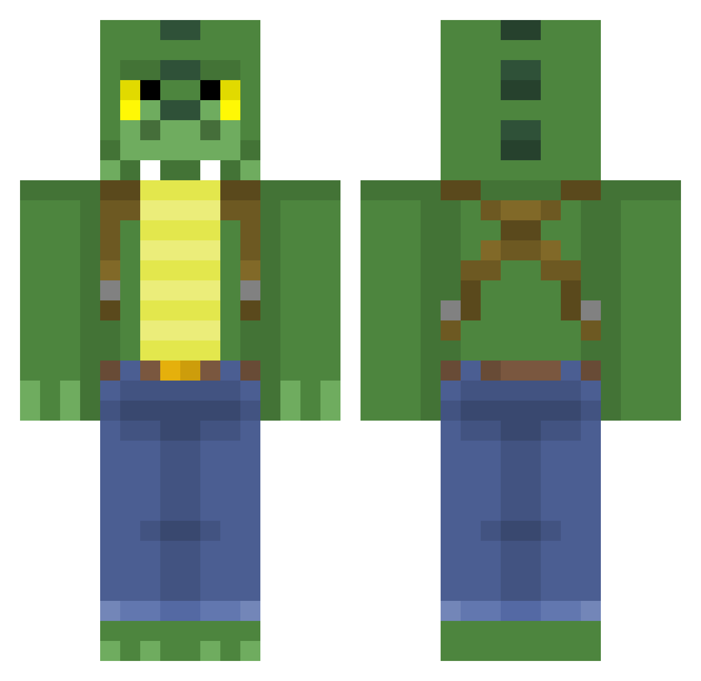 DanGann Minecraft skin, front and back view