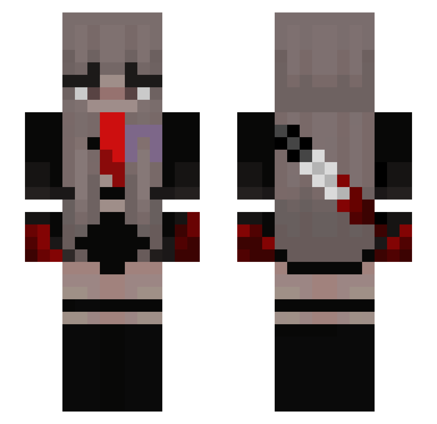 QVAYNE Minecraft skin, front and back view