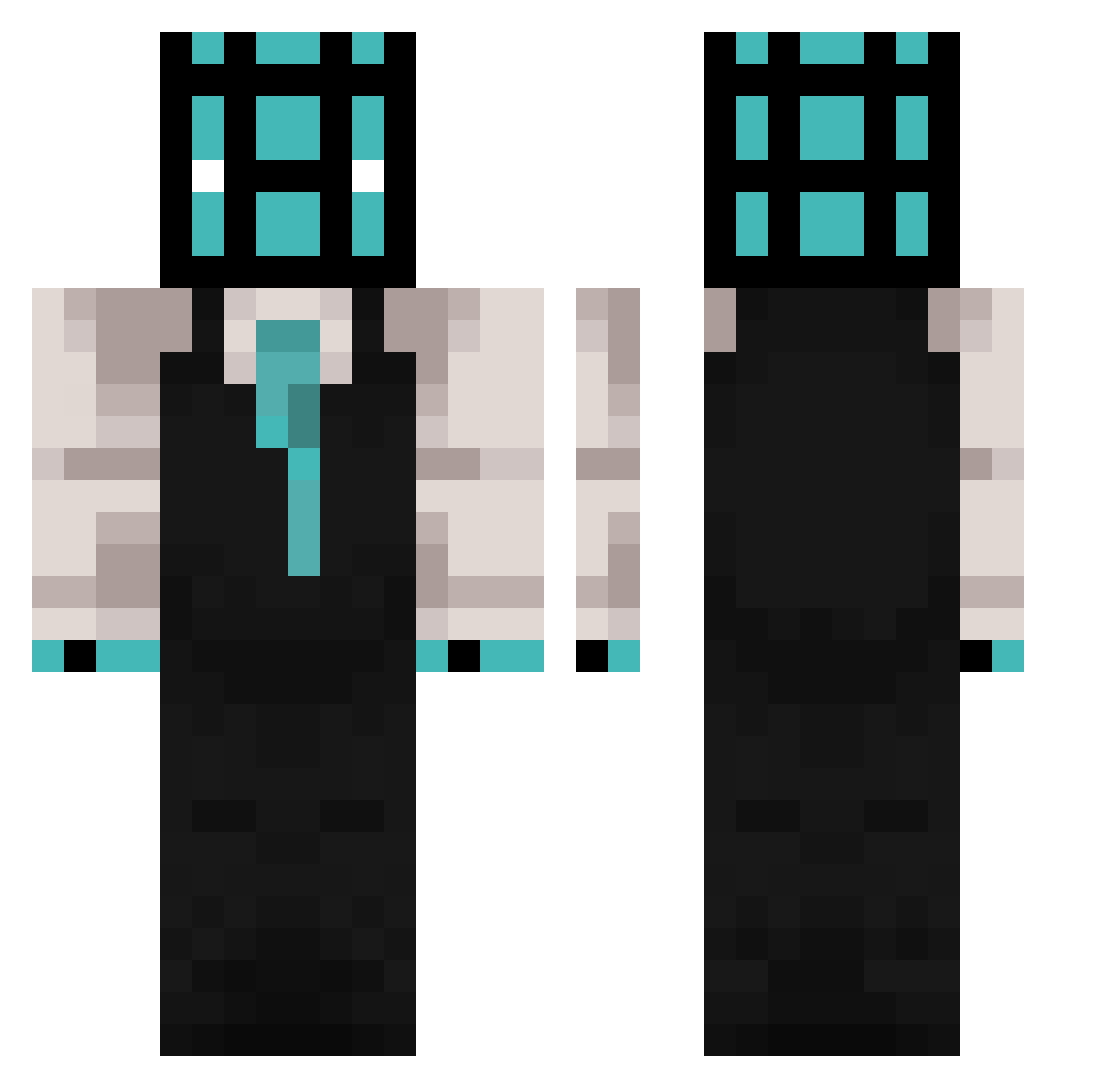 JInx1067 Minecraft skin, front and back view