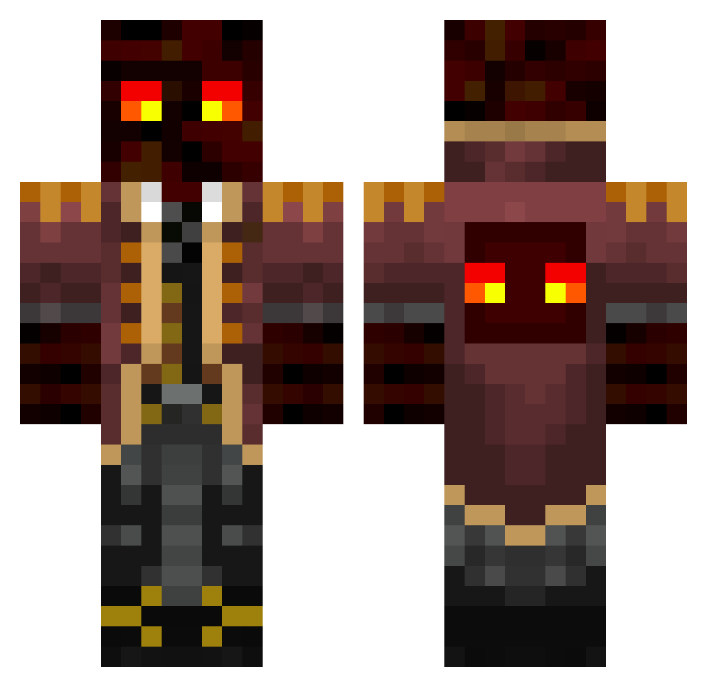 dark3ntity Minecraft skin, front and back view