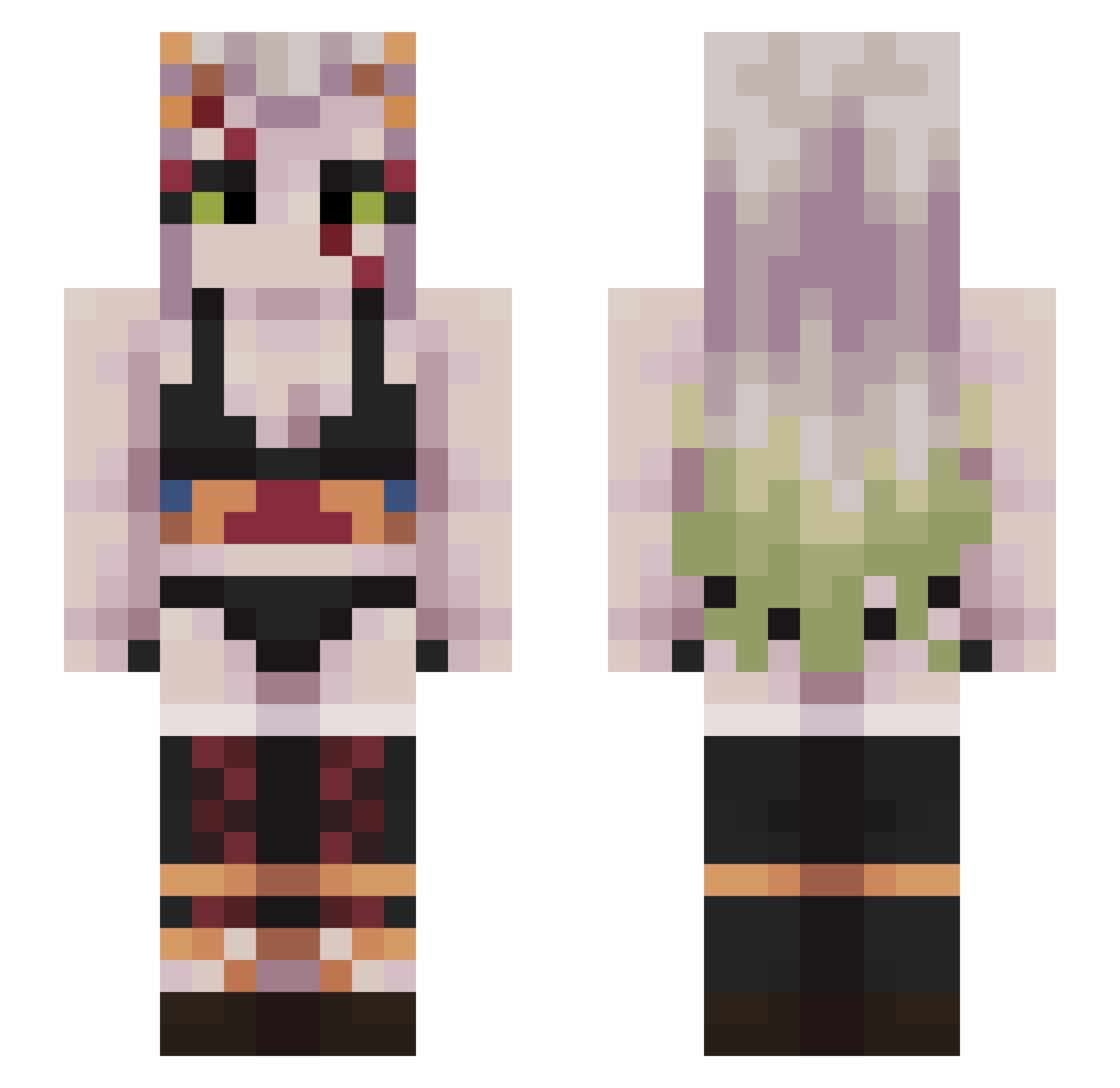 Phi11y Minecraft skin, front and back view