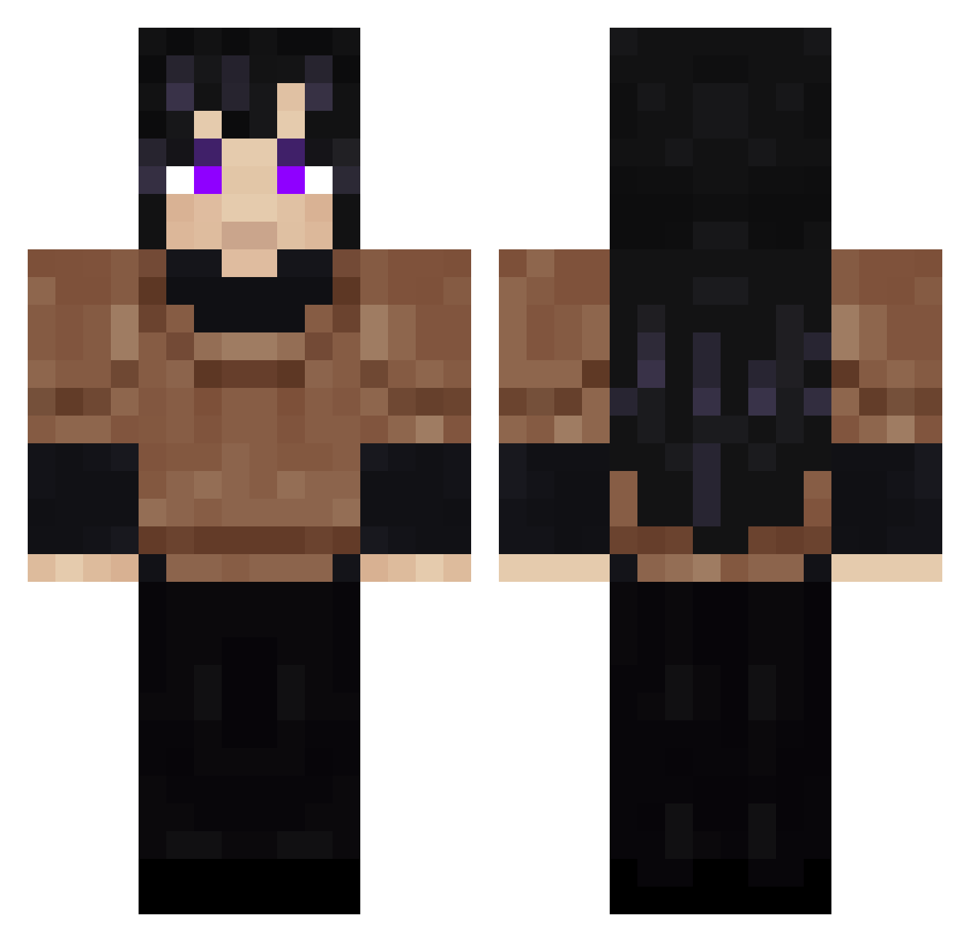 CNcrossy Minecraft skin, front and back view