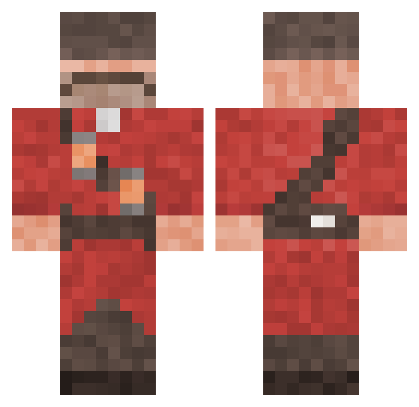 Crazhout Minecraft skin, front and back view