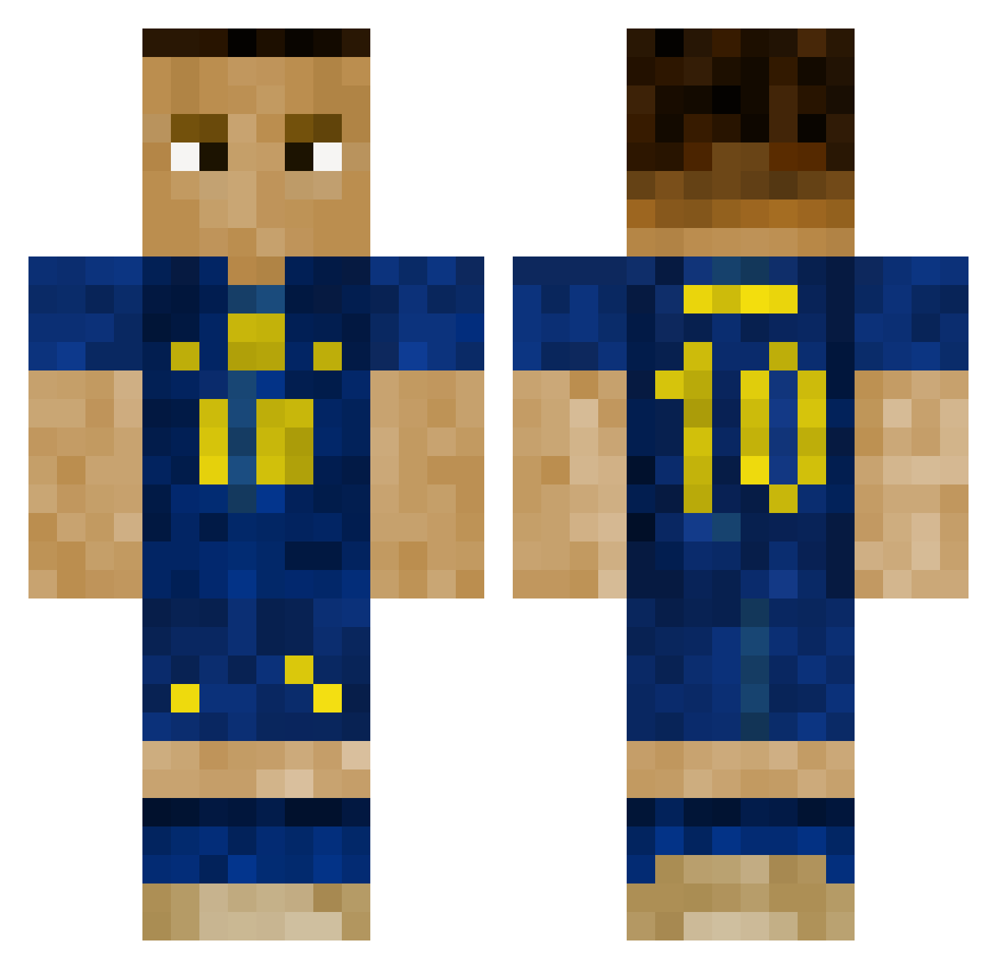 T0mIsMe Minecraft skin, front and back view