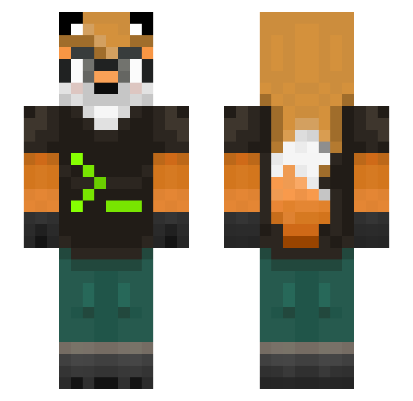 therefor Minecraft skin, front and back view