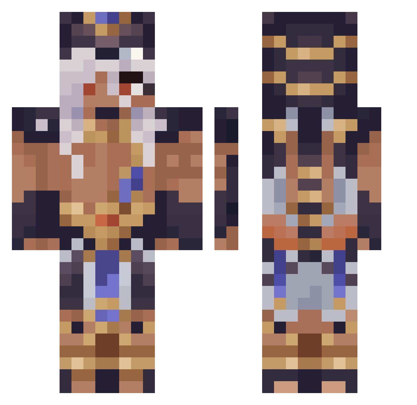 miIesperhour Minecraft skin, front and back view