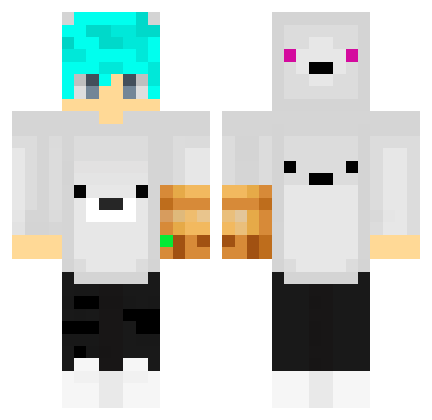 NewIce13 Minecraft skin, front and back view