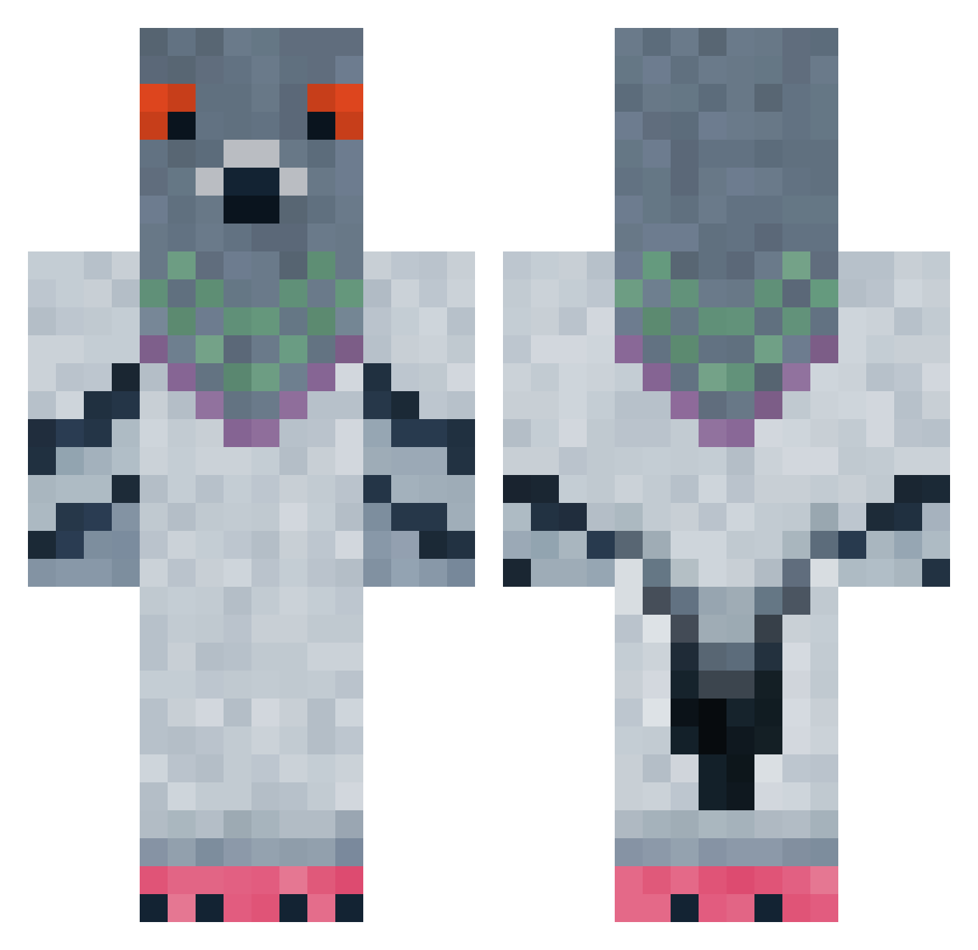 Fenndred Minecraft skin, front and back view