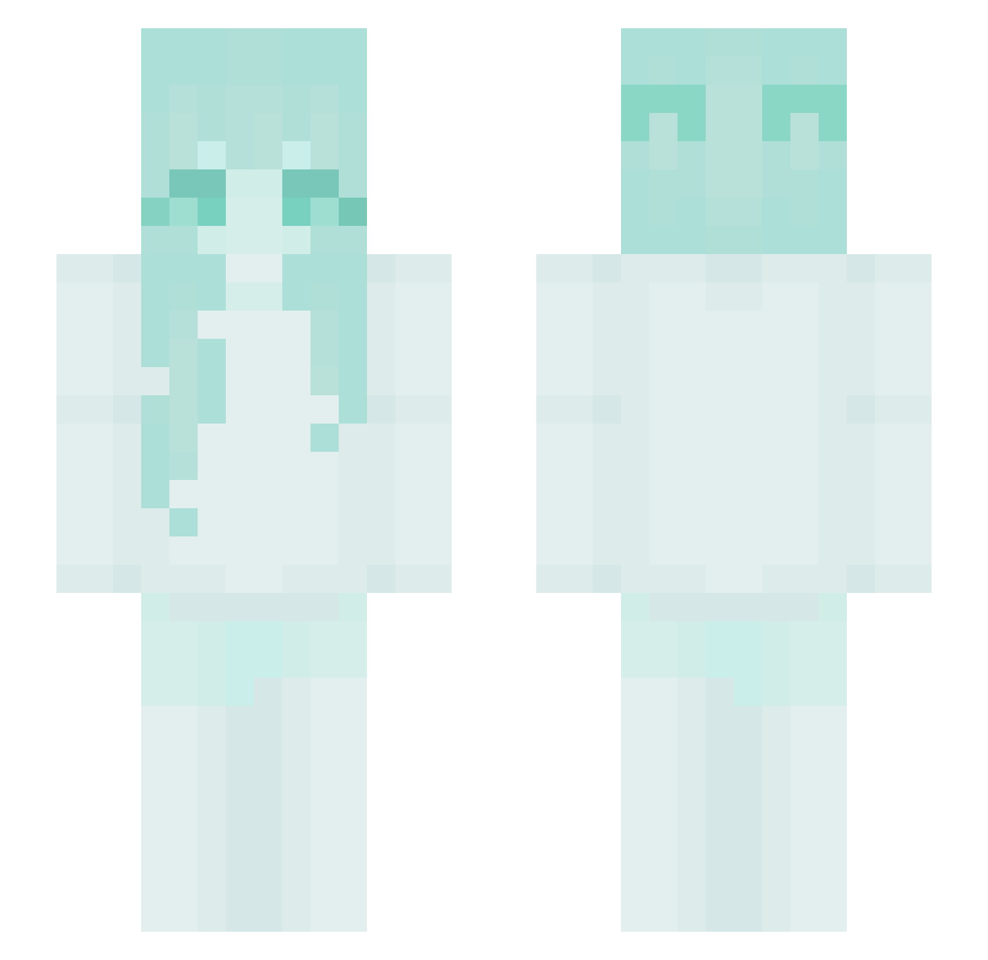 Hevyns Minecraft skin, front and back view
