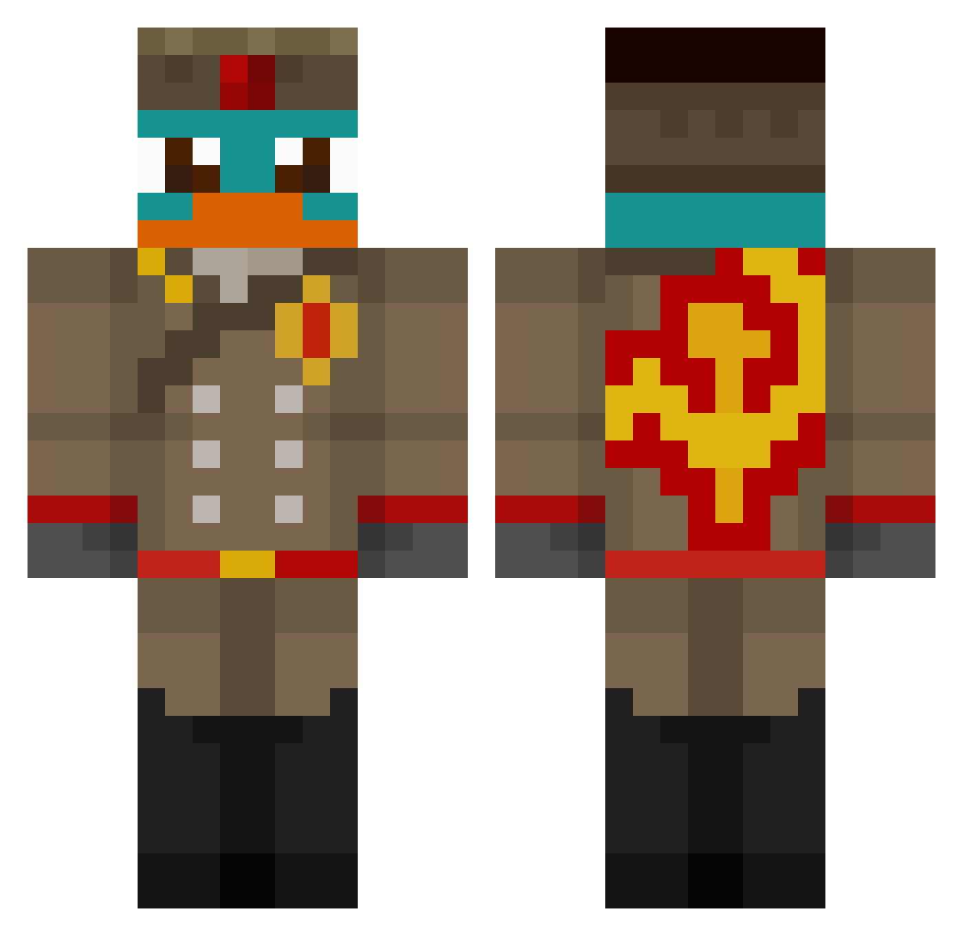 Gabe_Itches420 Minecraft skin, front and back view