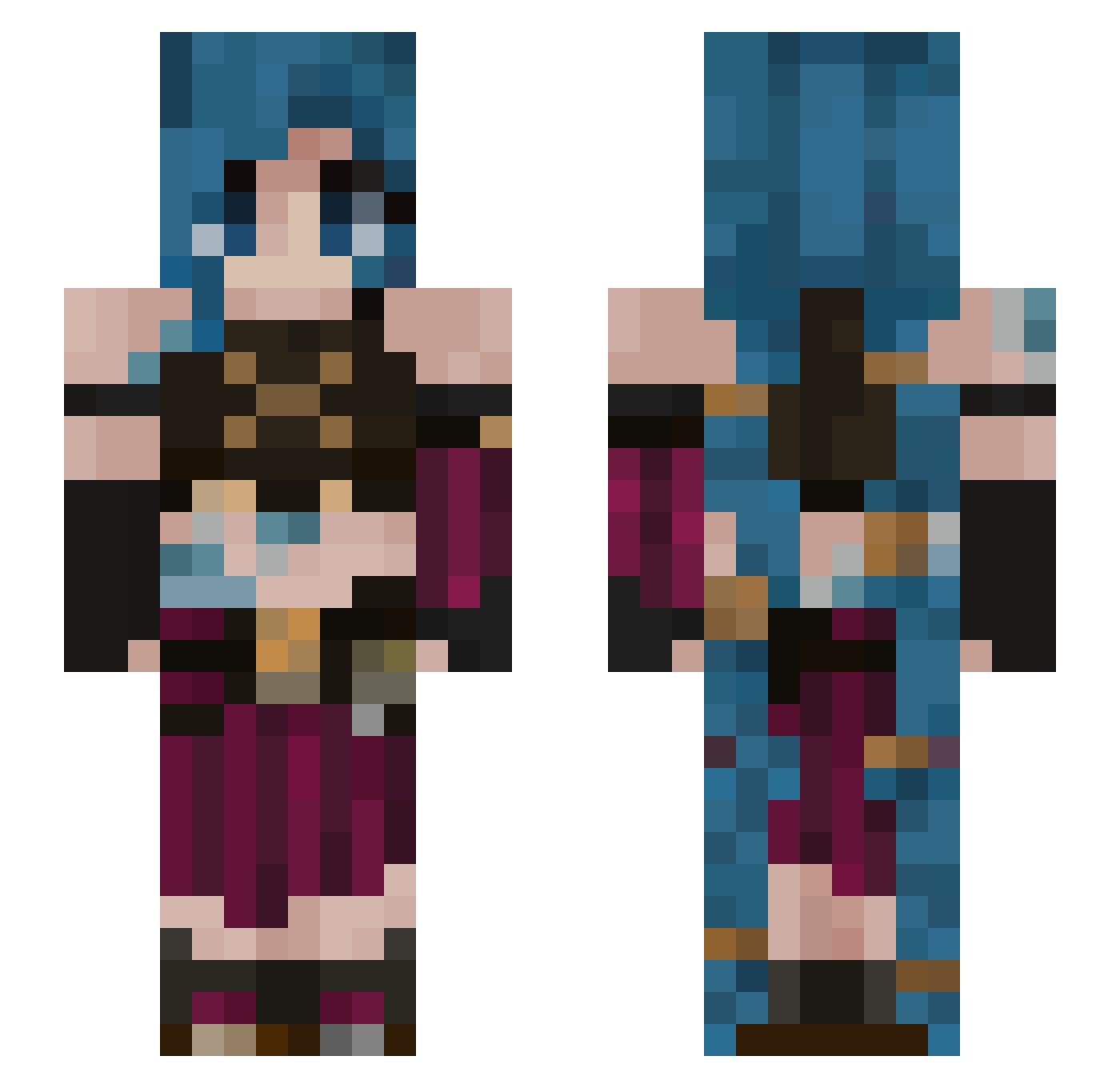 Jqcksie Minecraft skin, front and back view