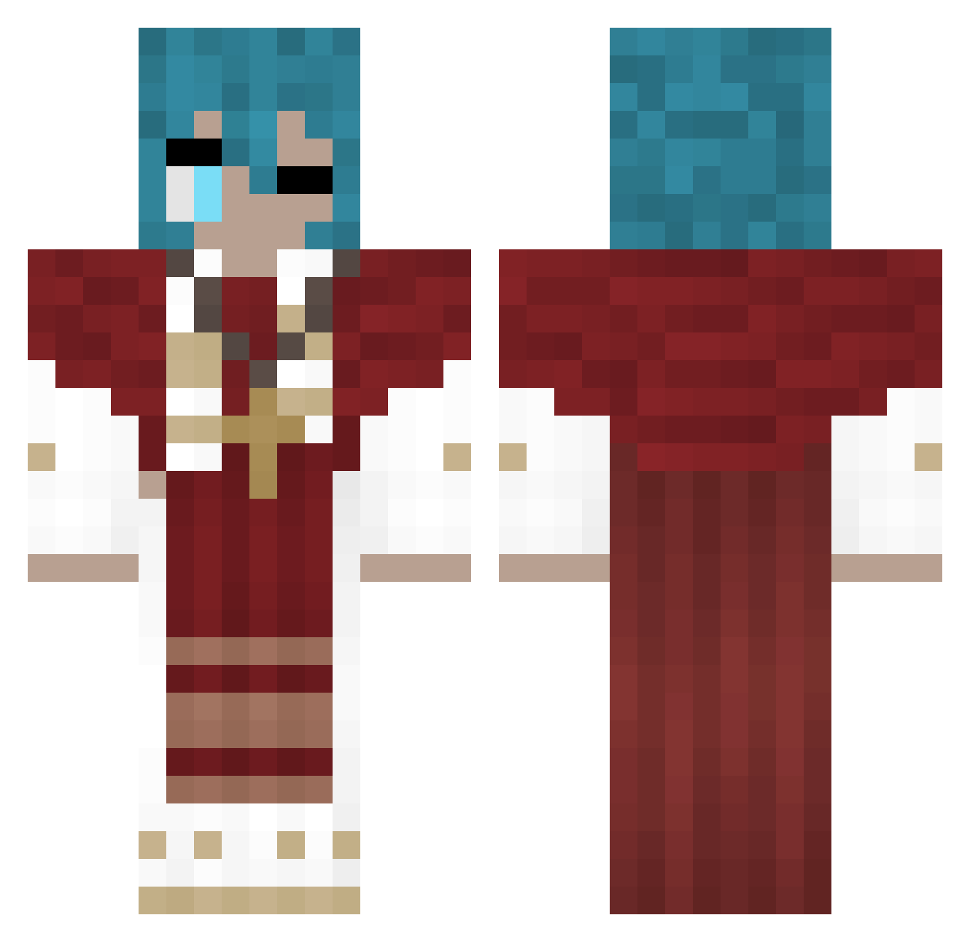EvyTheJester Minecraft skin, front and back view