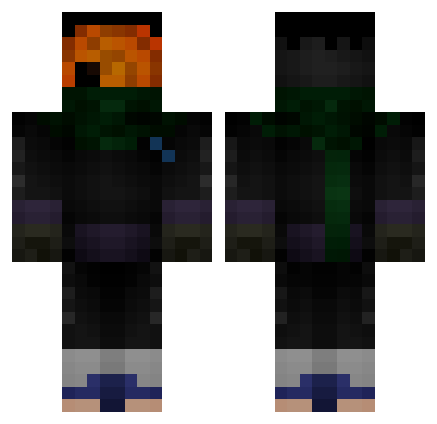basic_Loner Minecraft skin, front and back view
