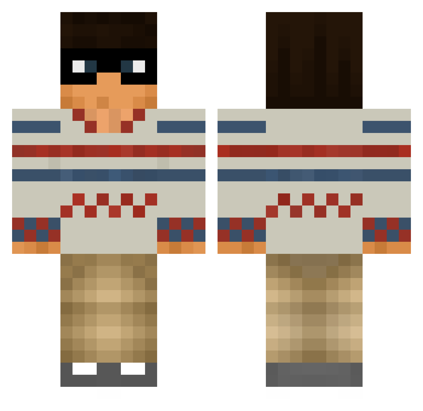 SportsCaster Minecraft skin, front and back view