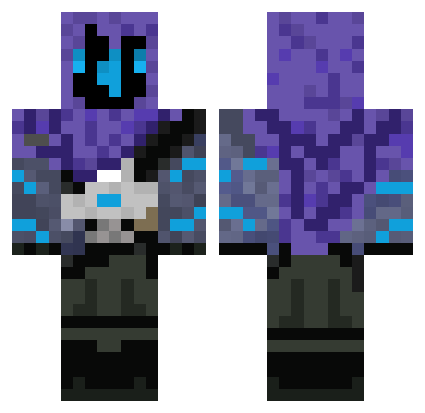 Jhastic Minecraft skin, front and back view