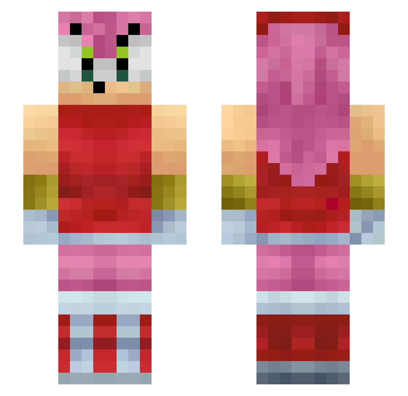 IronElf34 Minecraft skin, front and back view