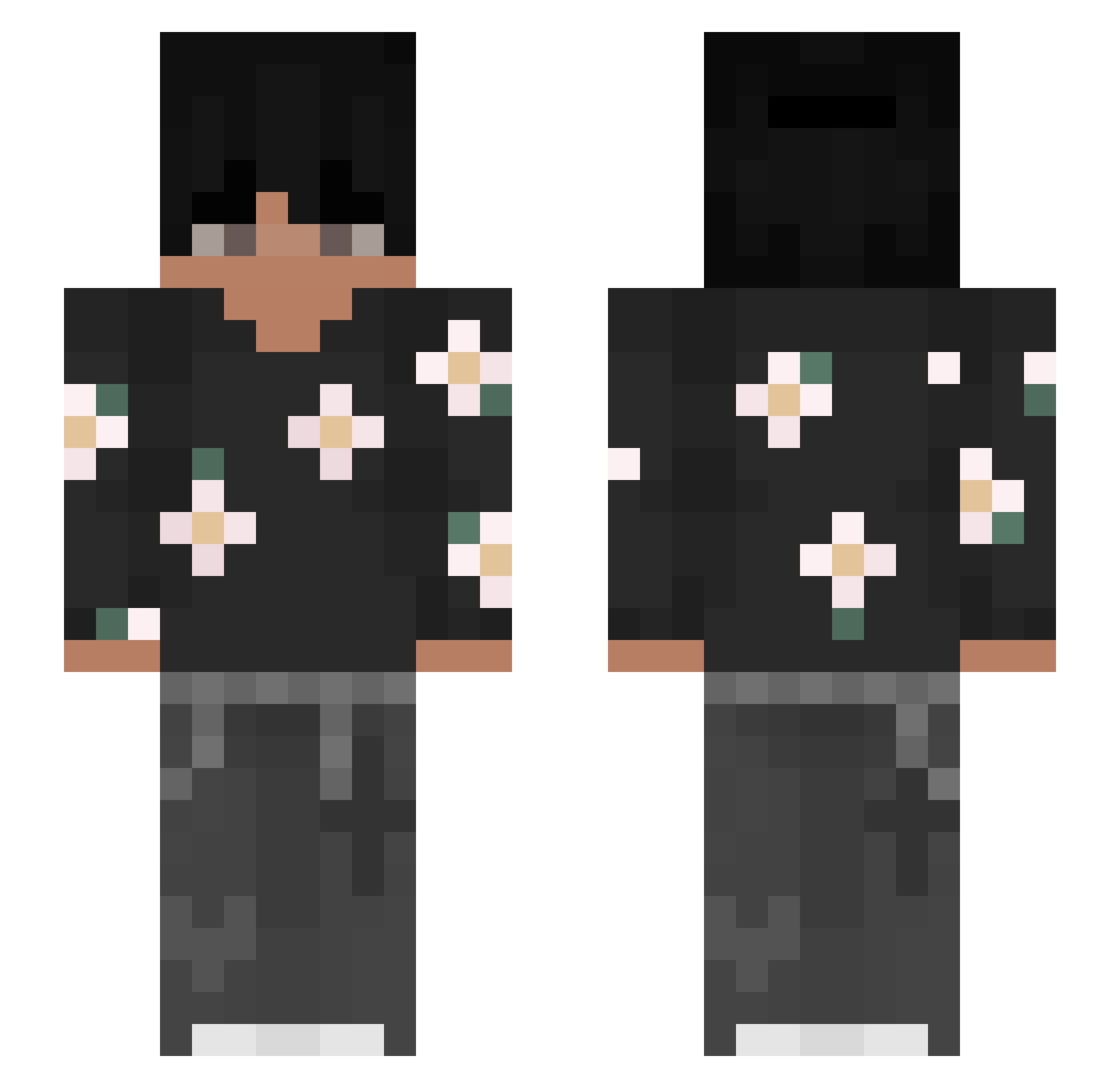 xFaxsky Minecraft skin, front and back view