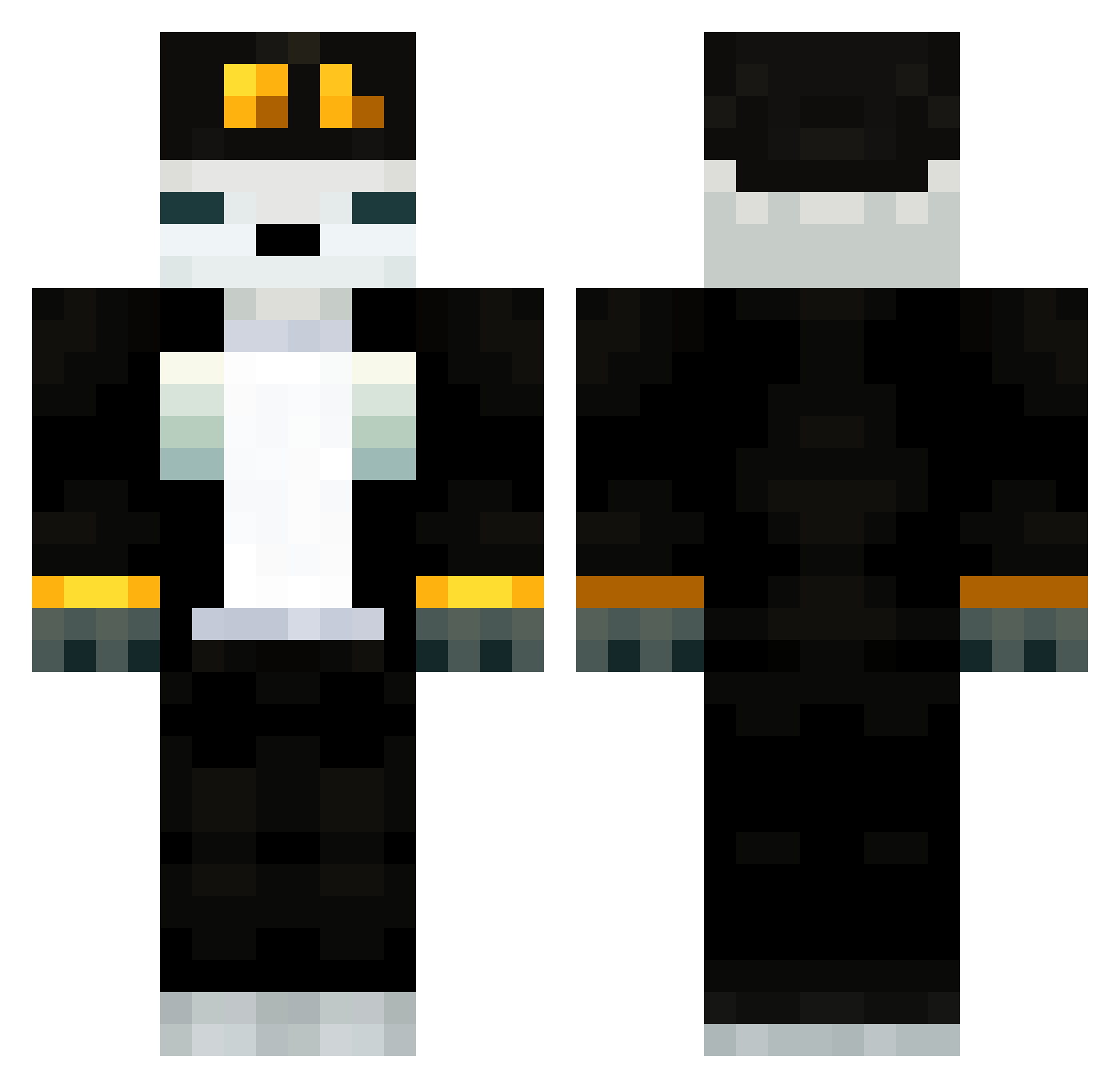 ABioMx Minecraft skin, front and back view