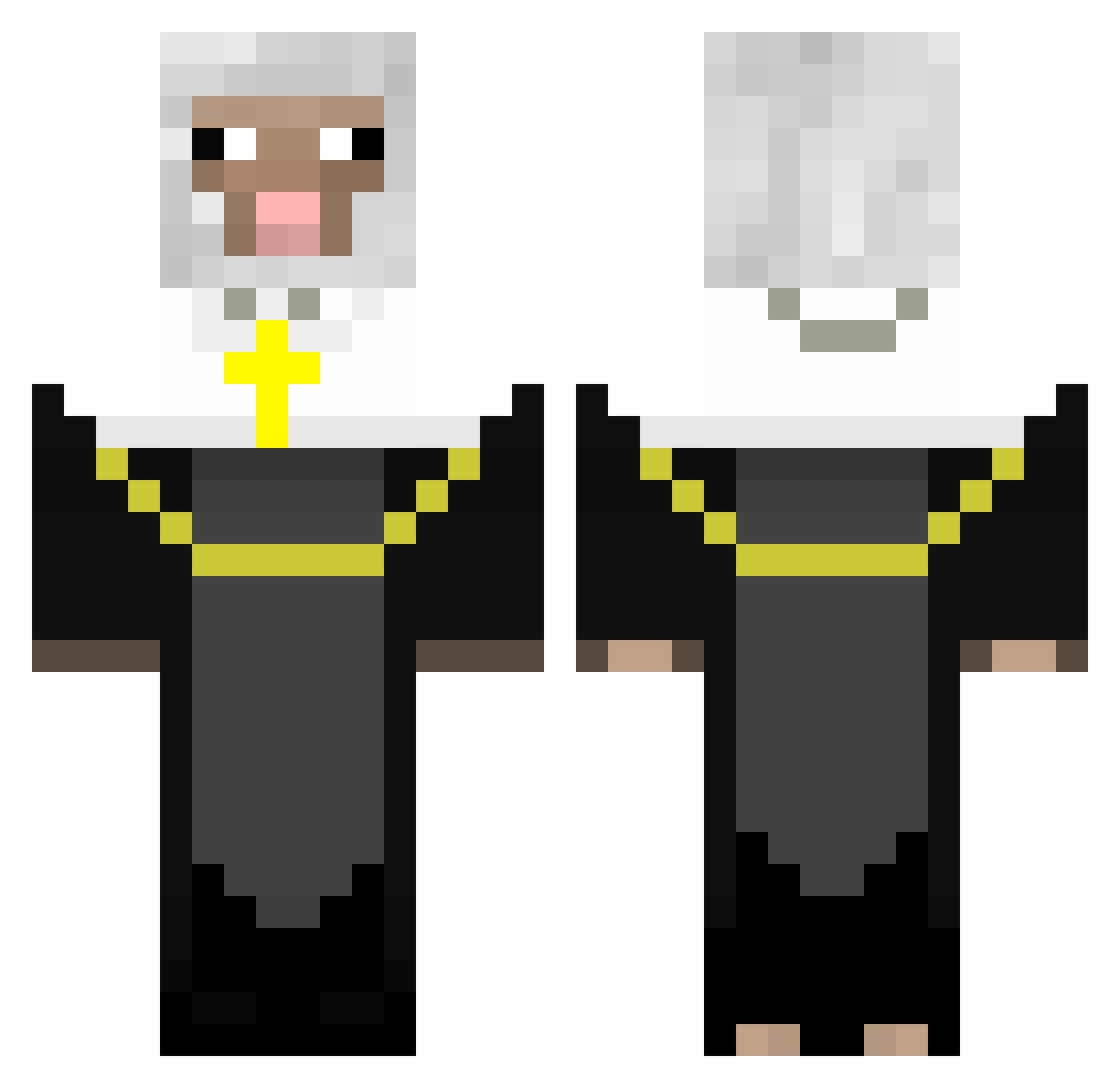 Unalive Minecraft skin, front and back view
