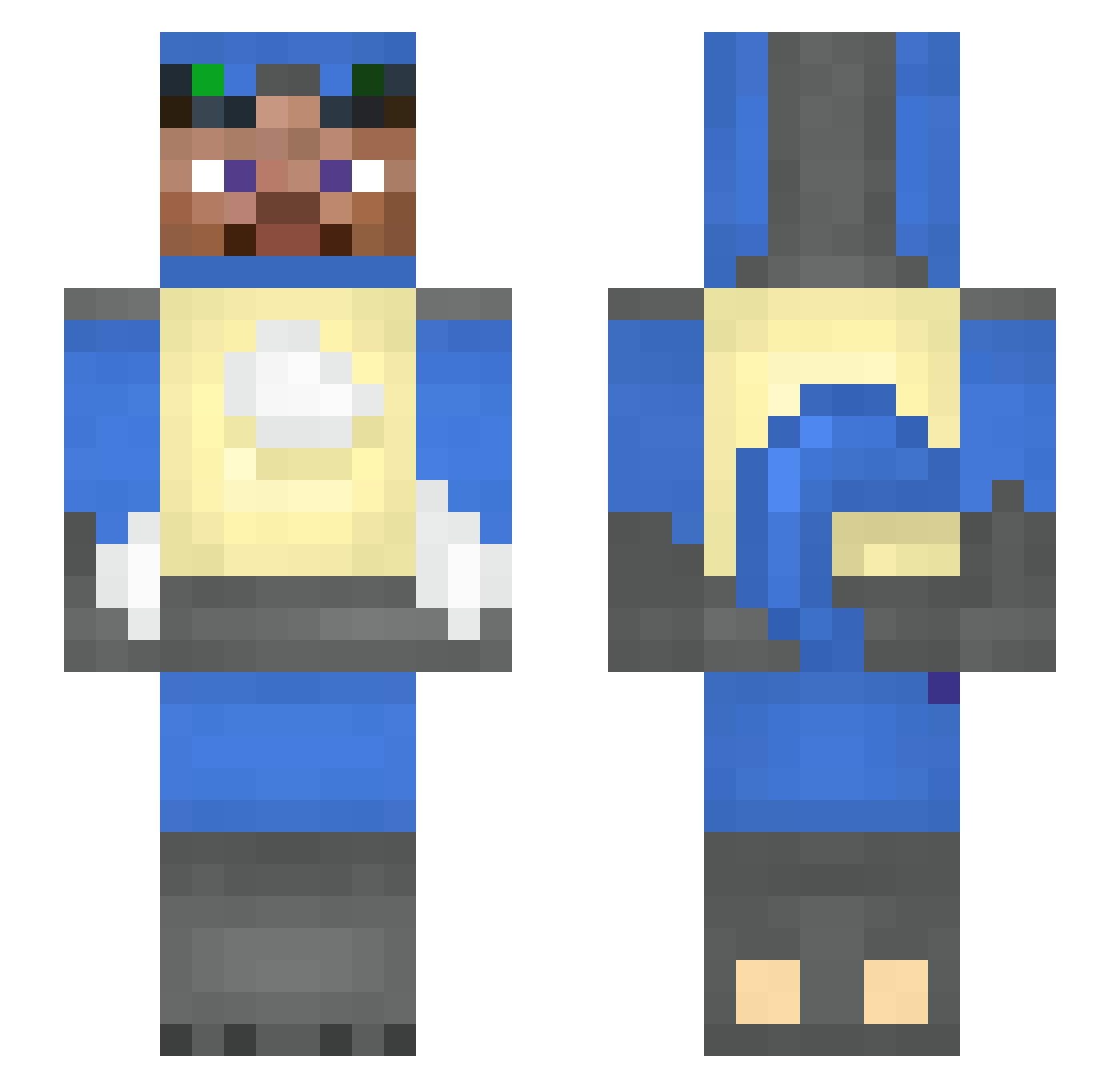 aeuq Minecraft skin, front and back view