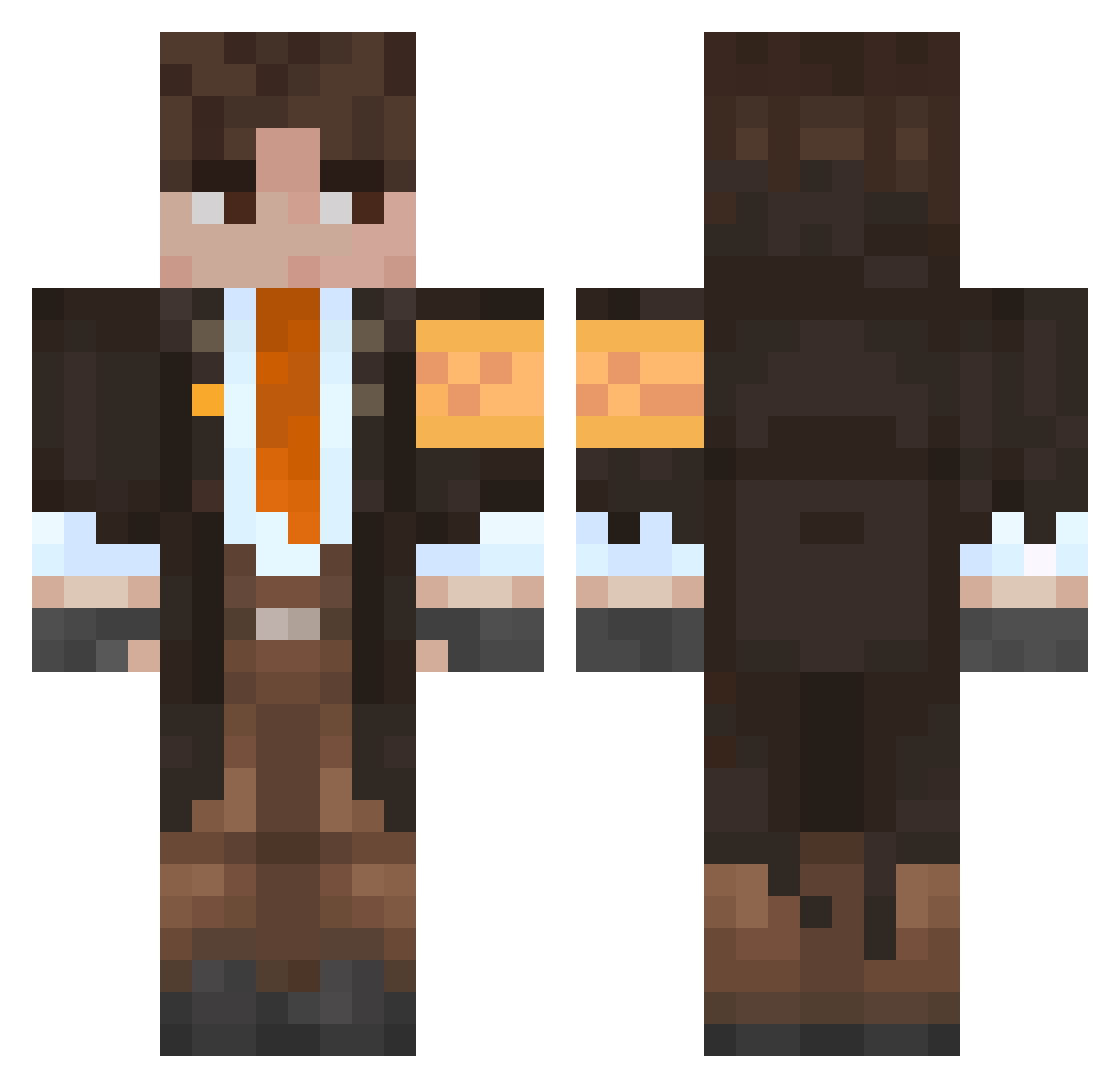 YouMevy Minecraft skin, front and back view