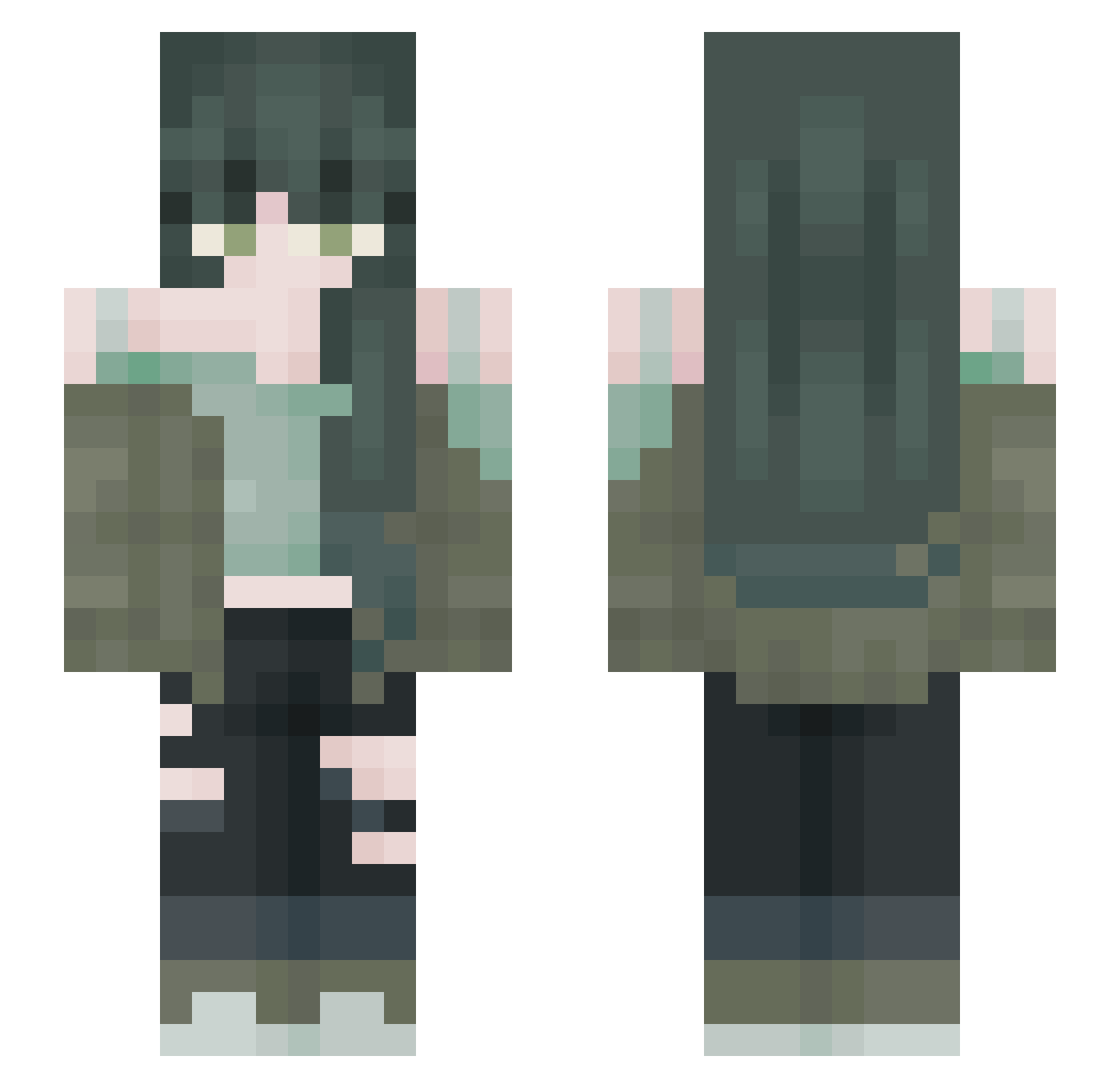 Nomphie Minecraft skin, front and back view