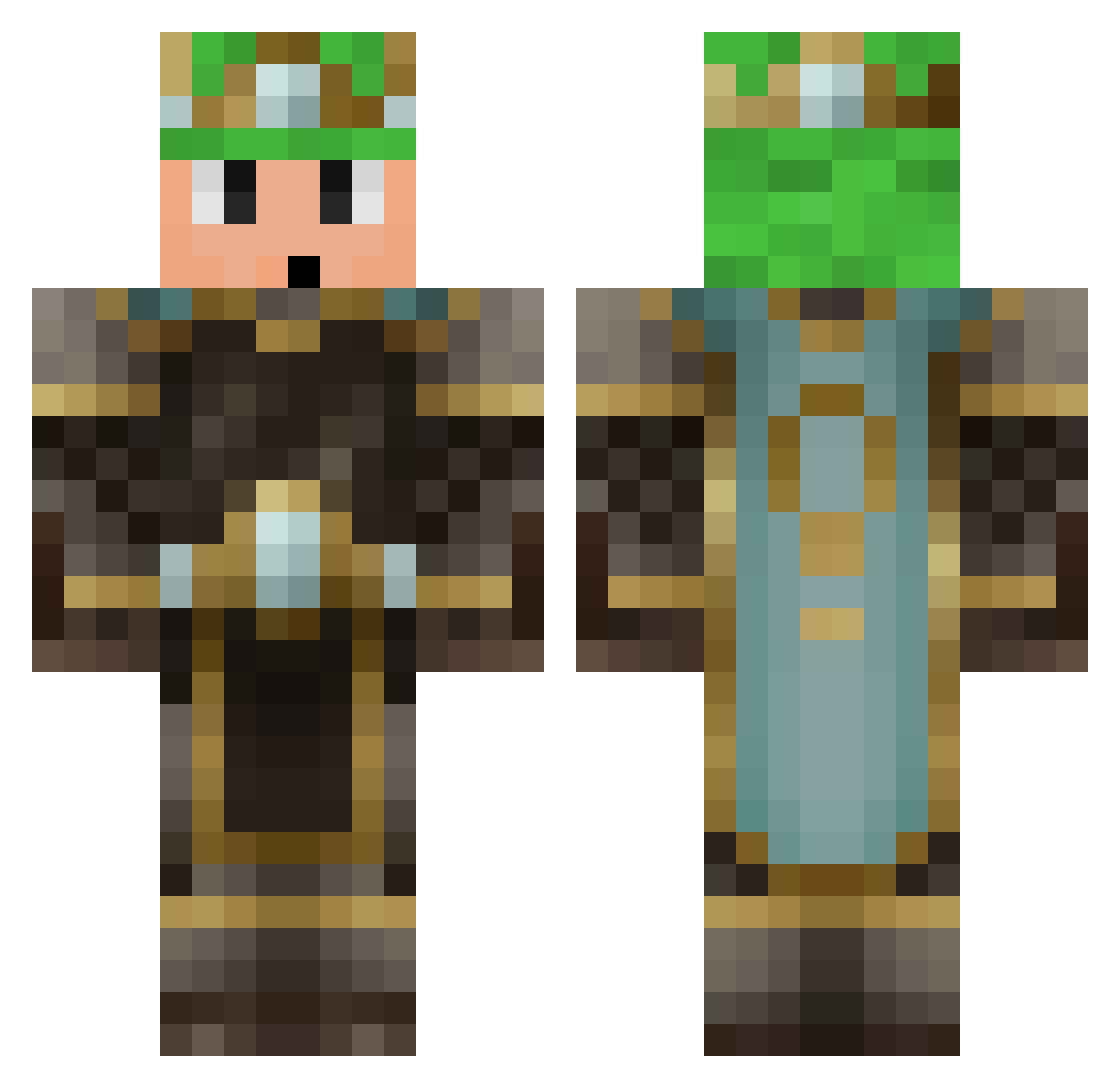 Bustein Minecraft skin, front and back view