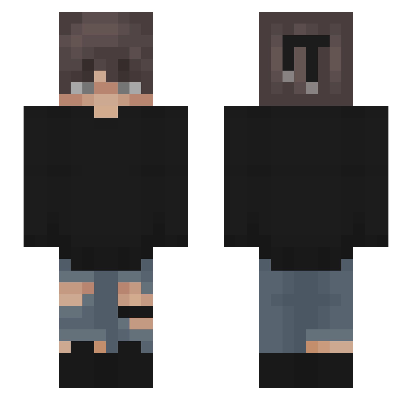 Zusx Minecraft skin, front and back view