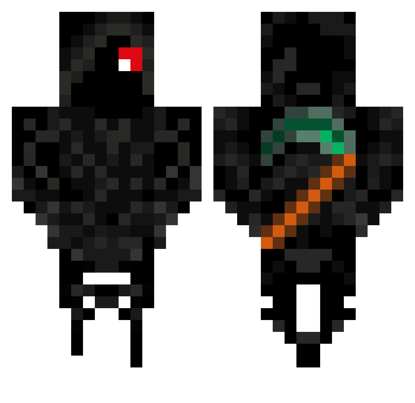Riddance Minecraft skin, front and back view