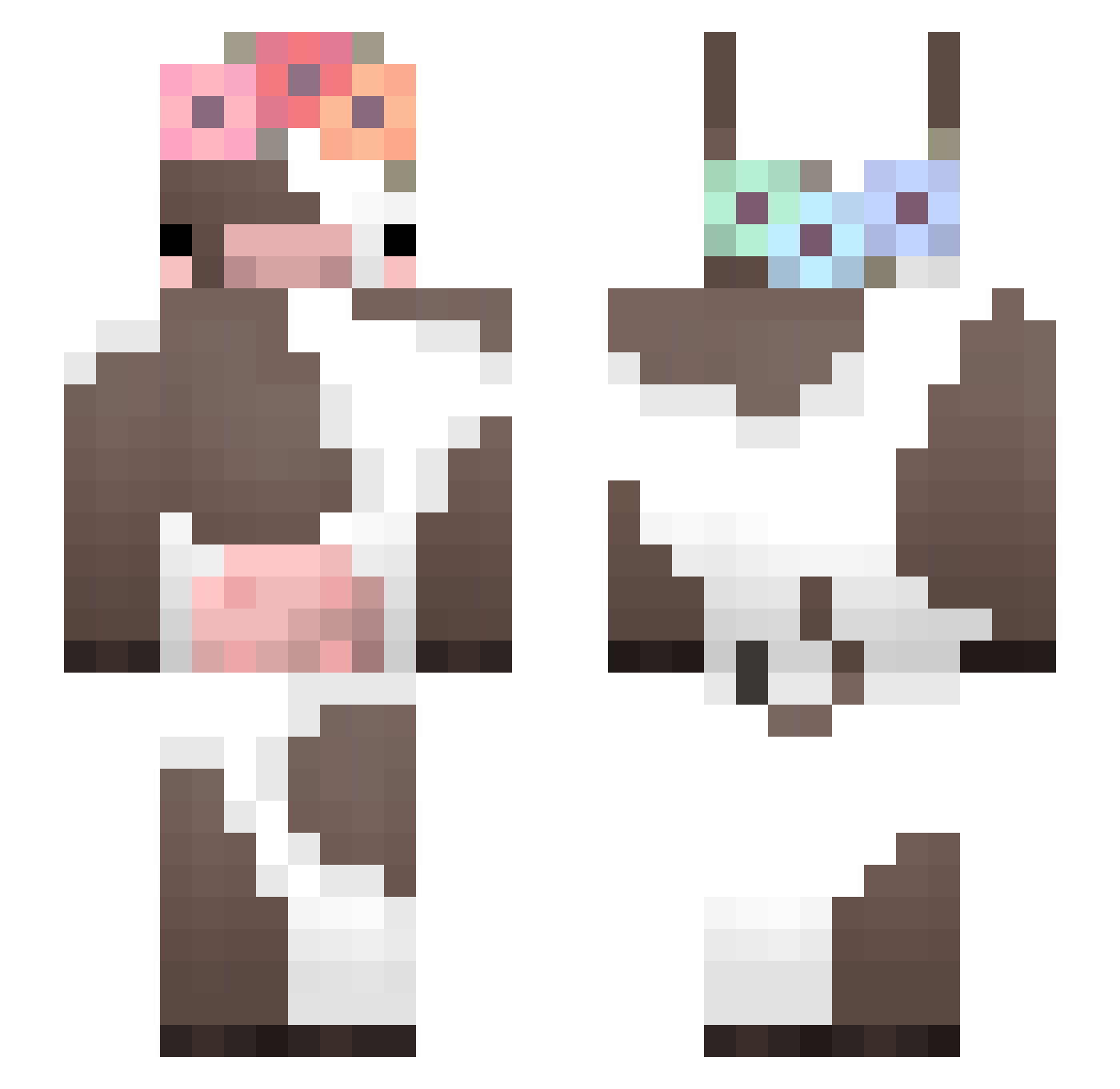 Zqkp Minecraft skin, front and back view