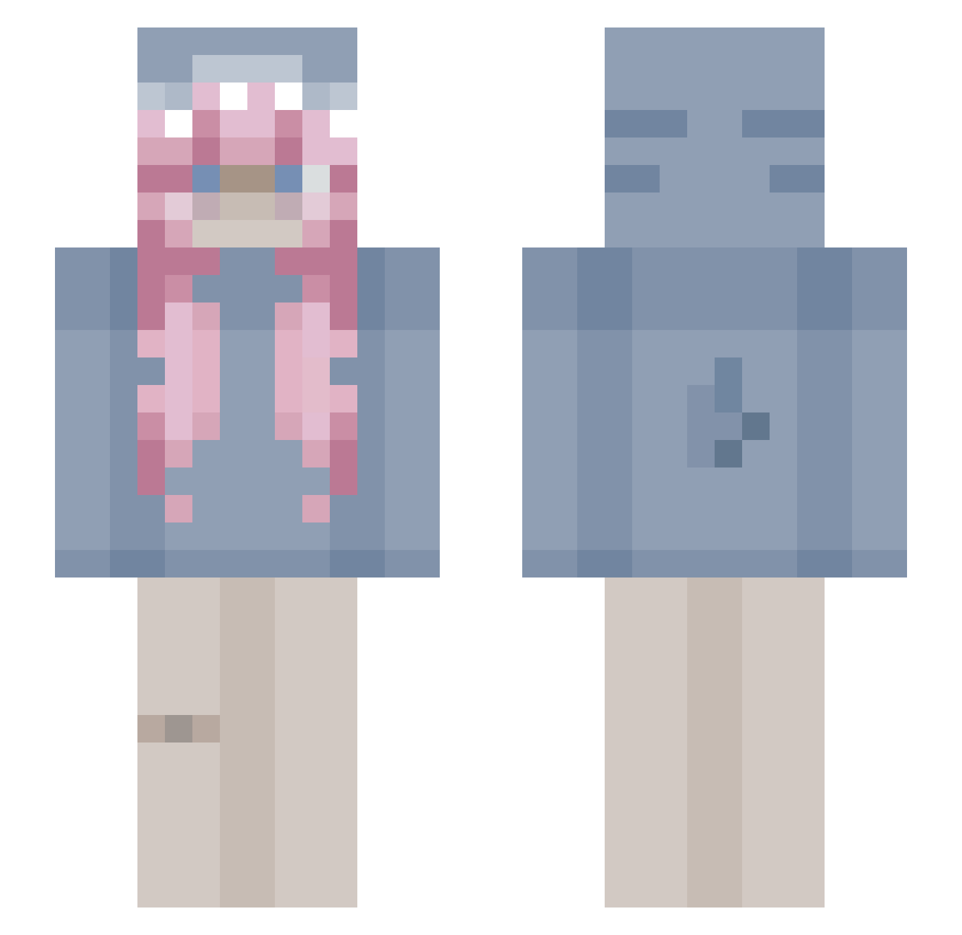 Shiroo122 Minecraft skin, front and back view