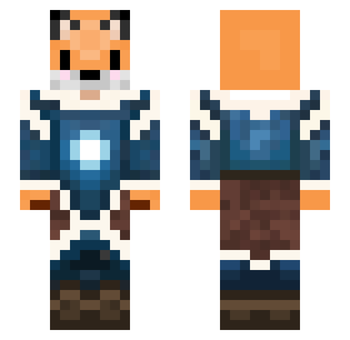 MidnightM4nace Minecraft skin, front and back view