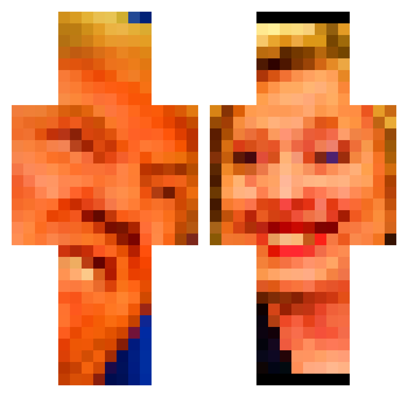 SlimCheese Minecraft skin, front and back view