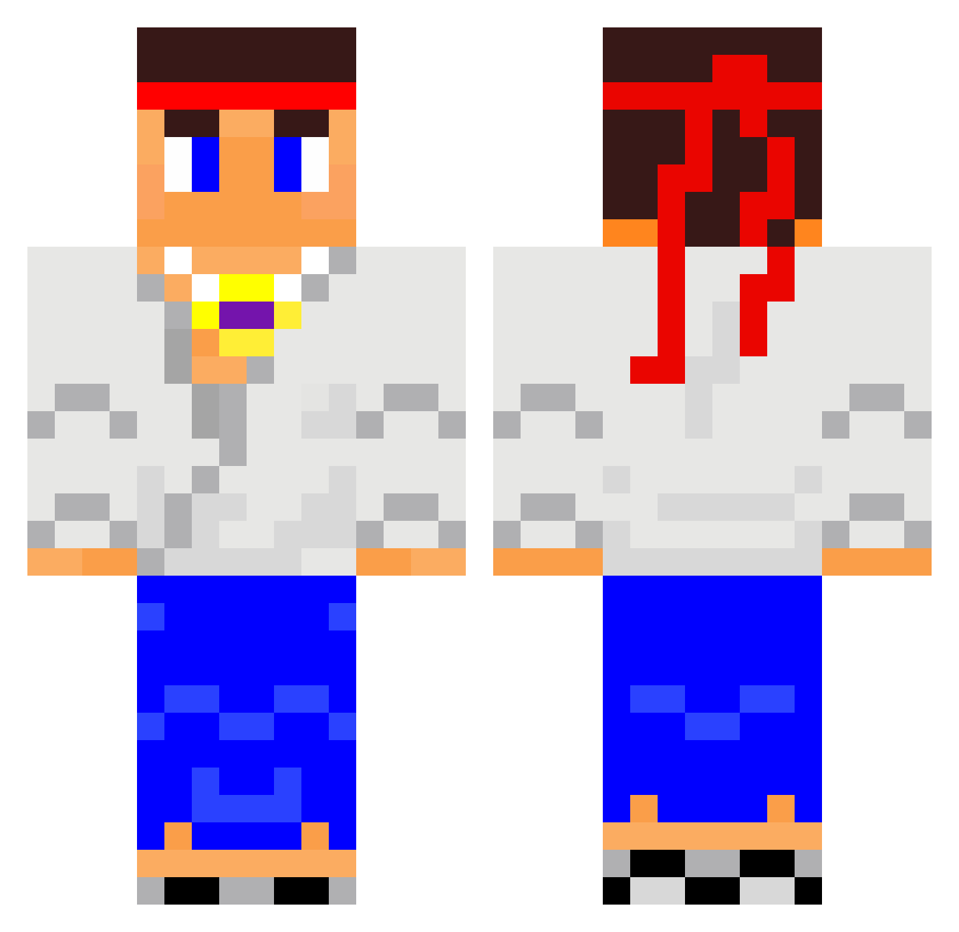 Callzter Minecraft skin, front and back view