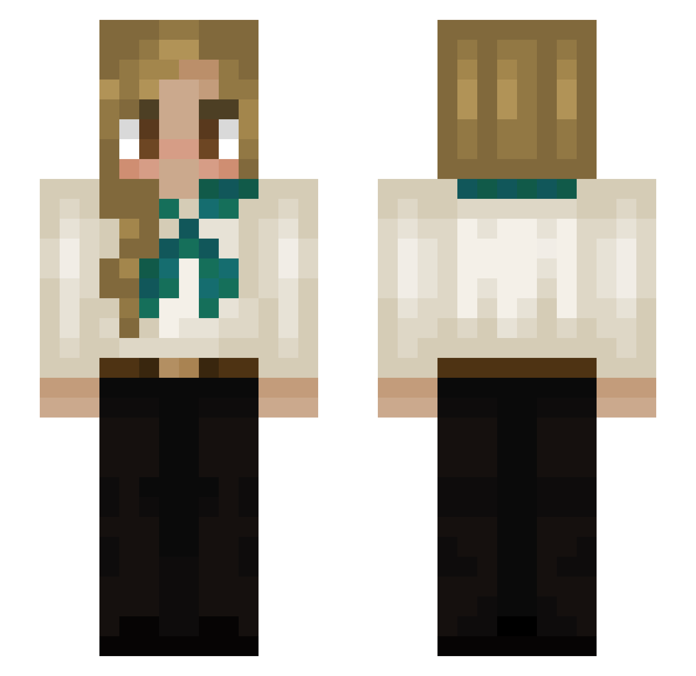 exciena Minecraft skin, front and back view