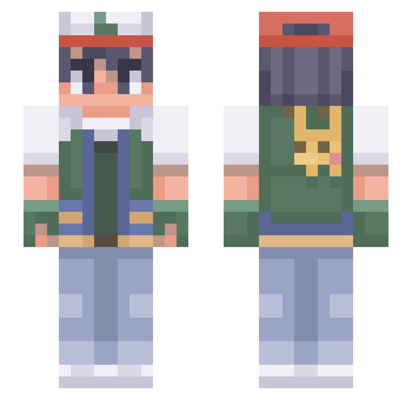 Pireba Minecraft skin, front and back view