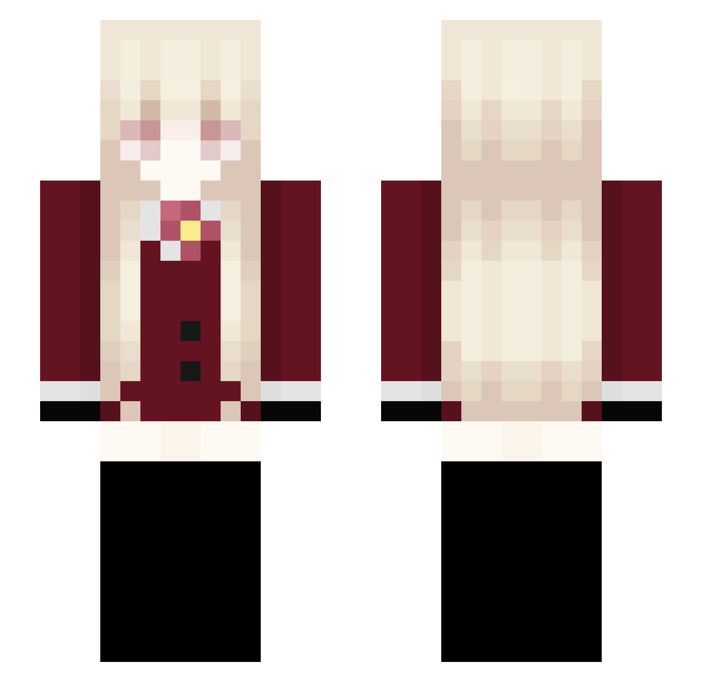 Hyumeko_ Minecraft skin, front and back view