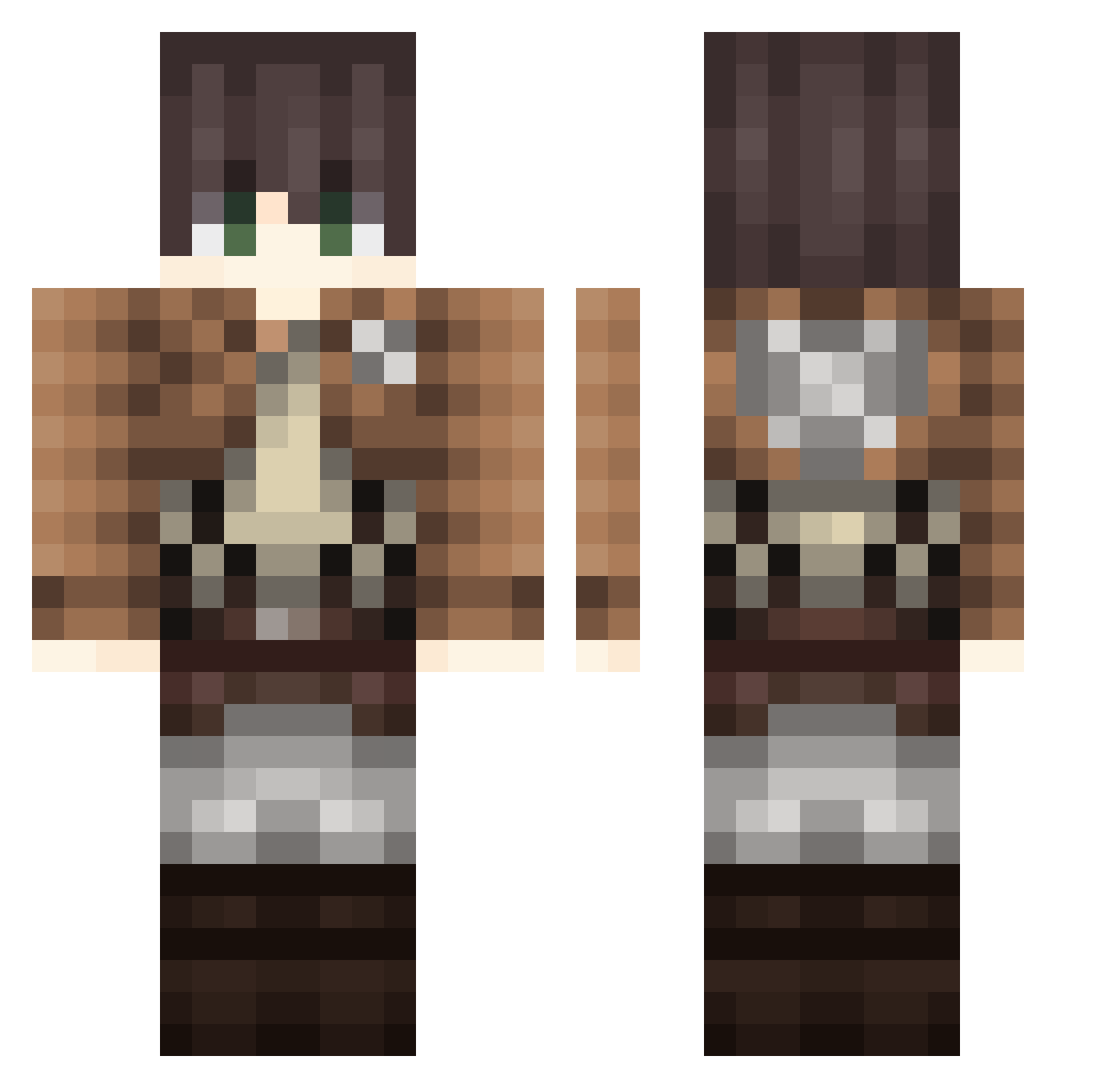 Alekzin Minecraft skin, front and back view