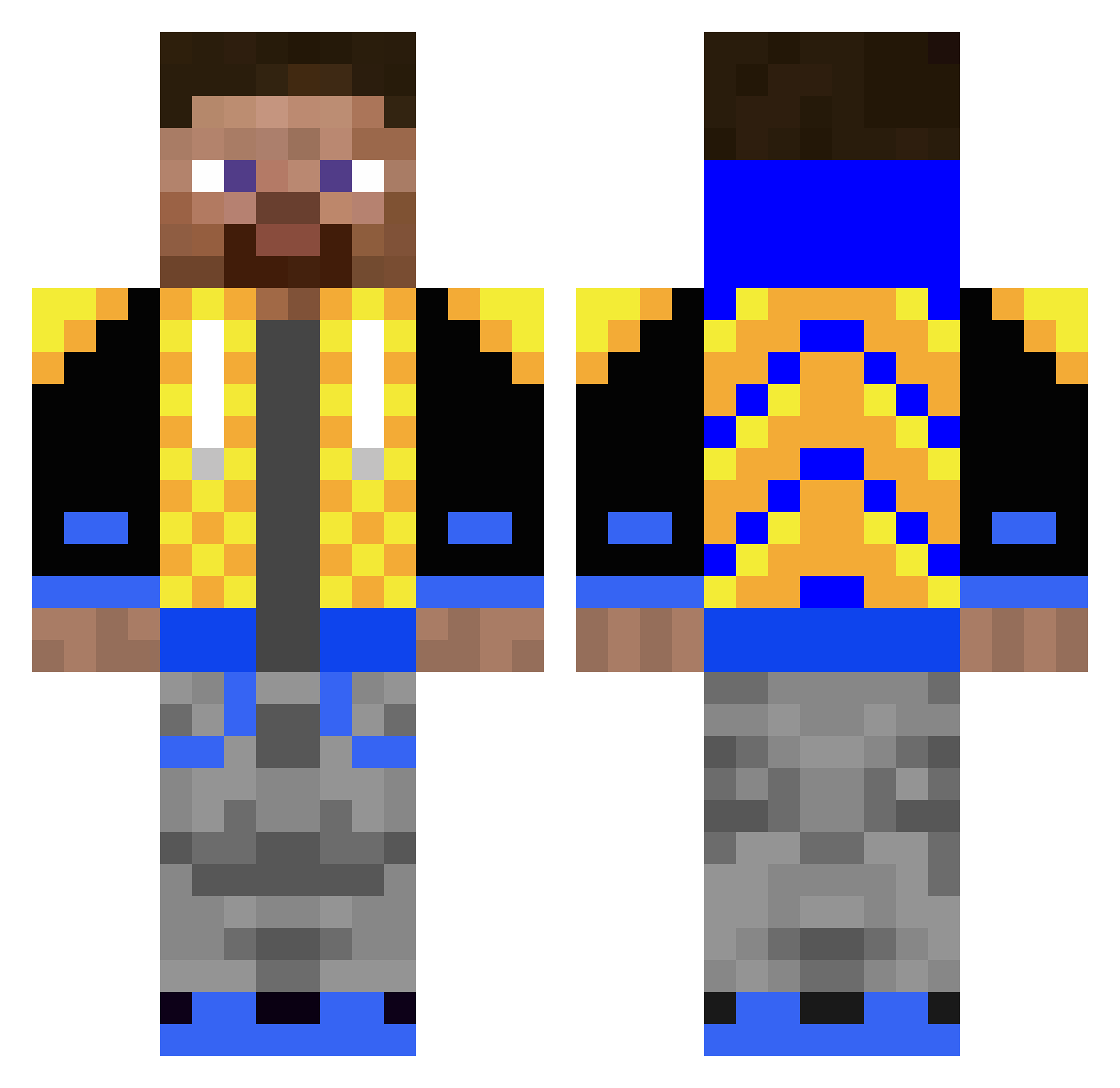 0uick Minecraft skin, front and back view