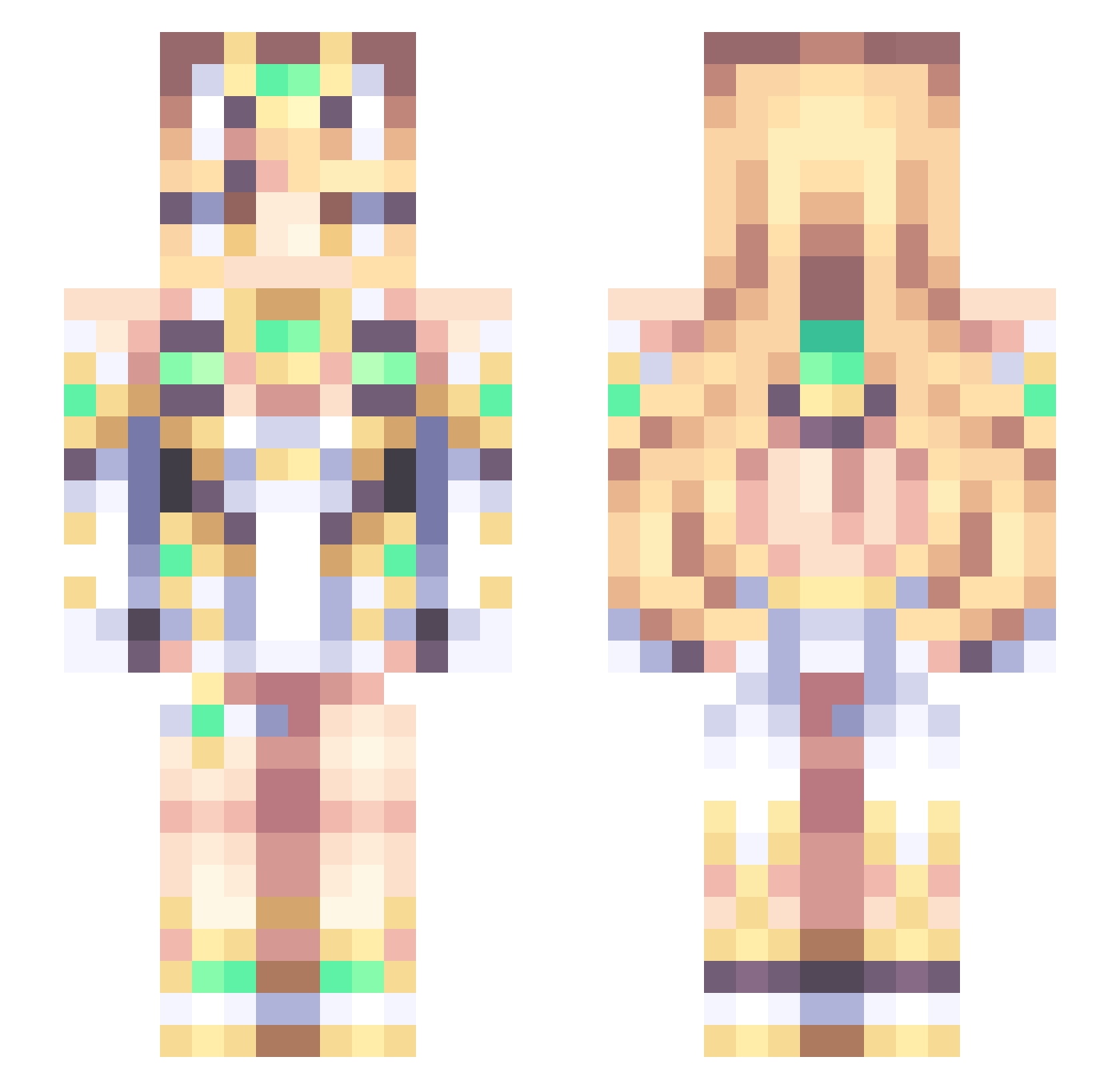 Mast3rX Minecraft skin, front and back view