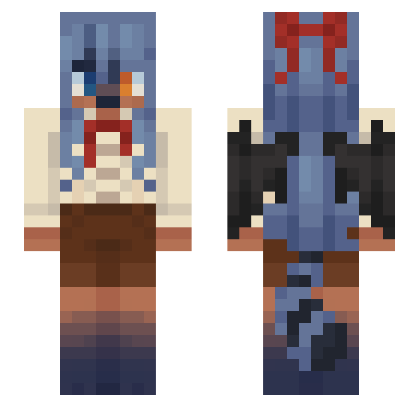 GrayCritter Minecraft skin, front and back view