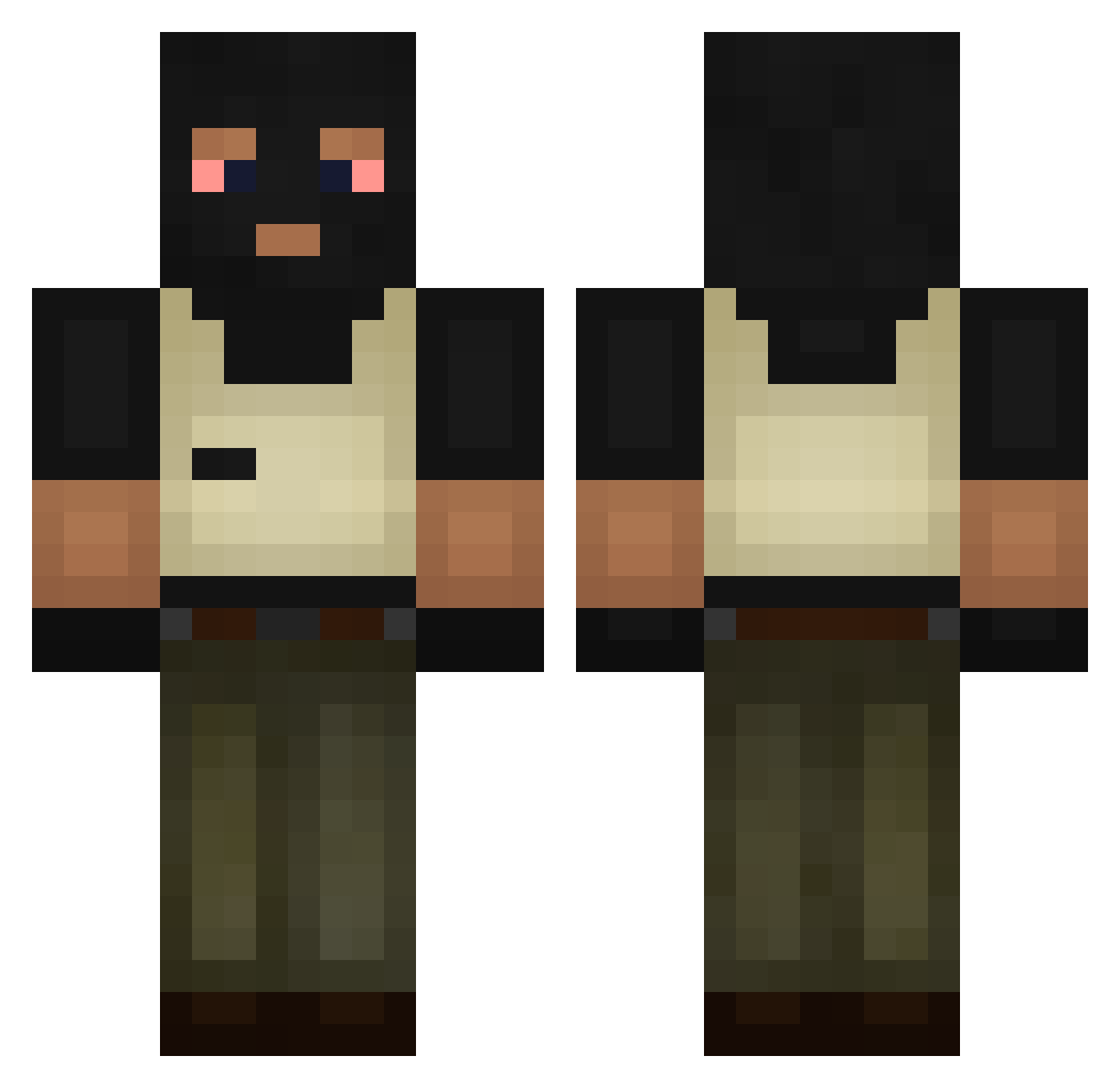 I22I Minecraft skin, front and back view