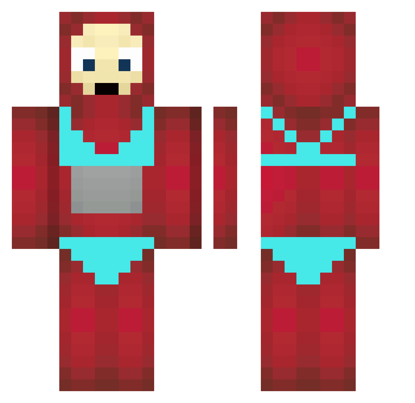 tyranitor Minecraft skin, front and back view