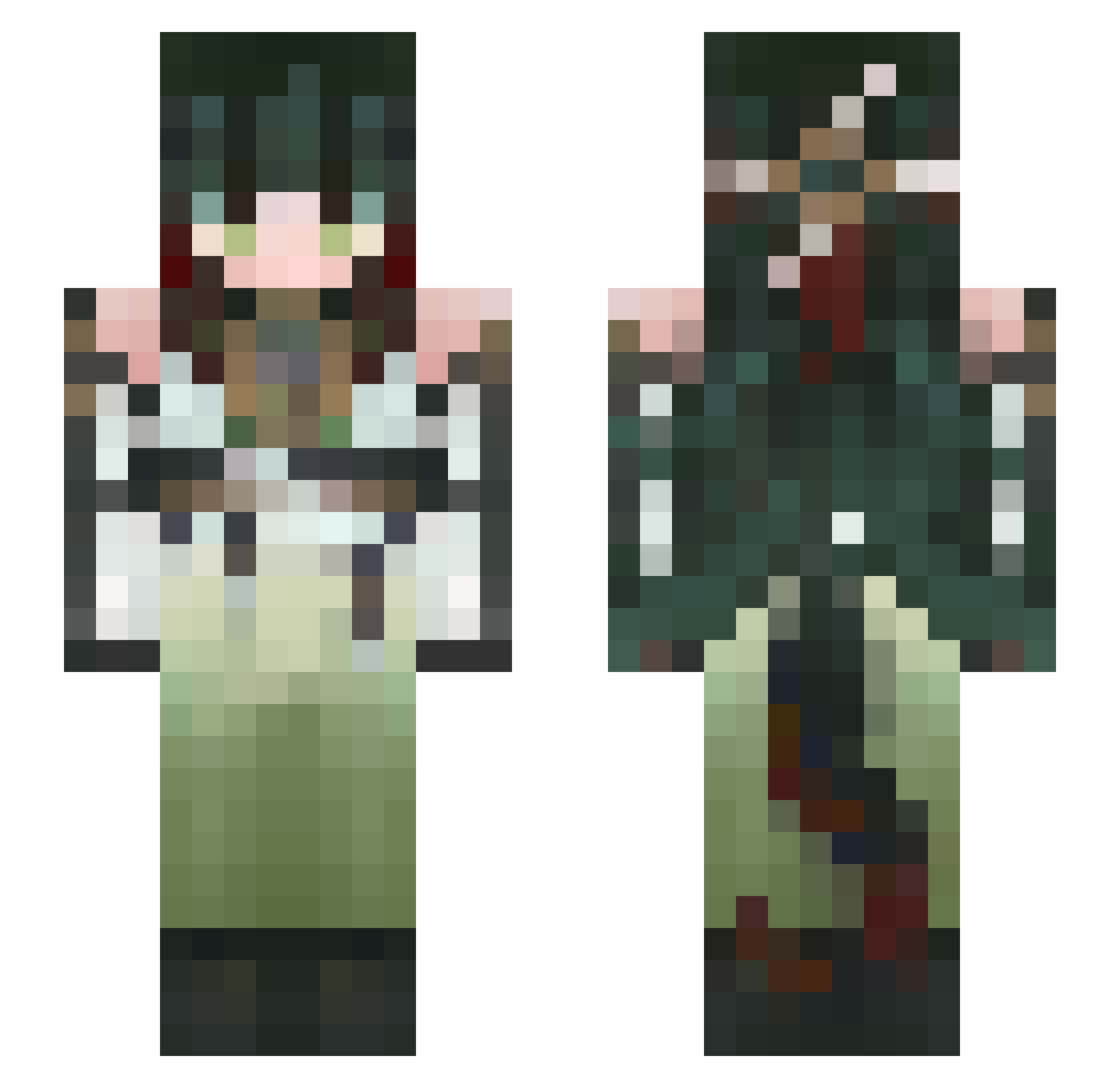 ArchivistKR Minecraft skin, front and back view