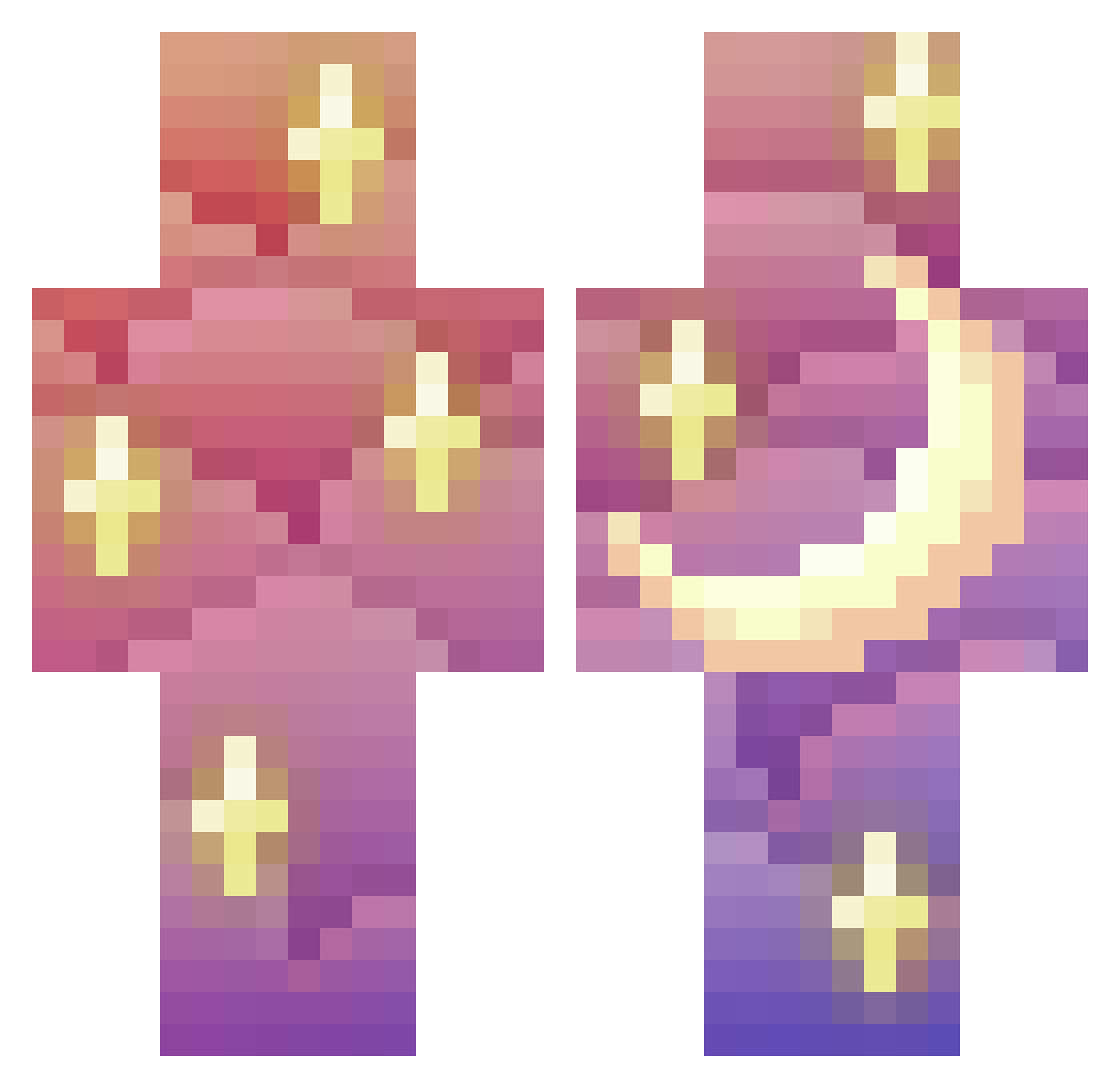 Zebrani Minecraft skin, front and back view